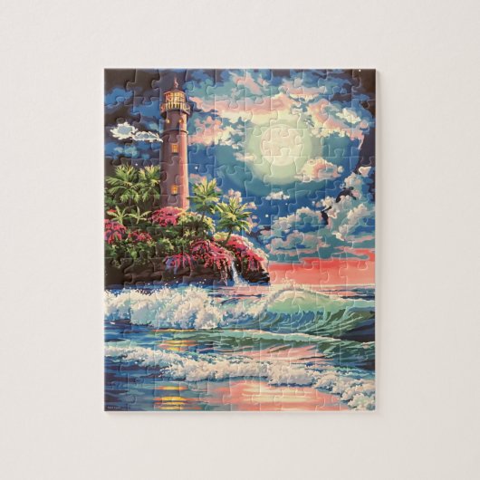 Verf in vuurtoren: Puzzle Mystical Moonlight Legpuzzel (Verticaal)
