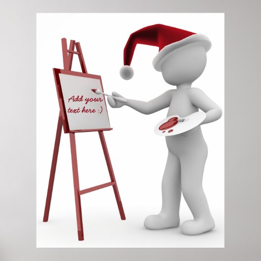 Verf je tekst Kerstman Schilderen Ezel Rood Wit Ku Poster (Voorkant)