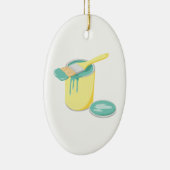 Verf kan en penseel keramisch ornament (Rechts)