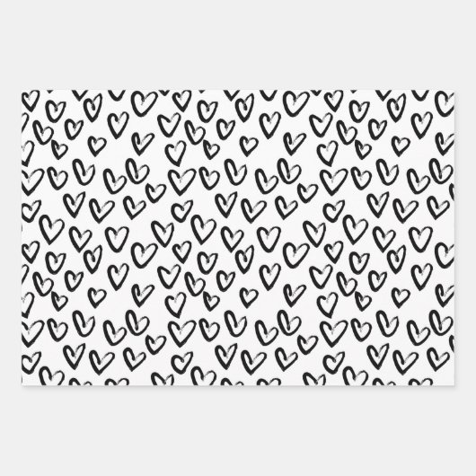 Verf Lijn Hart Patroon Inpakpapier Vel (Voorkant)