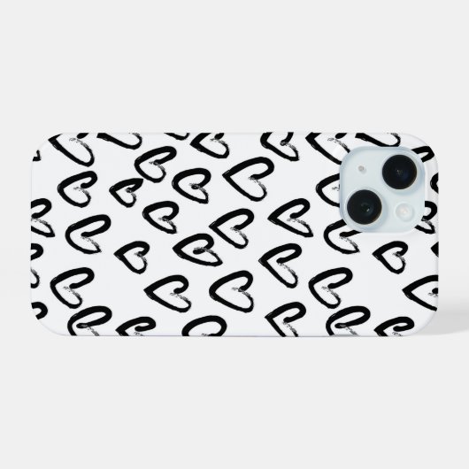 Verf Lijn Hart Patroon iPhone 15 Case (Achterkant horizontaal)