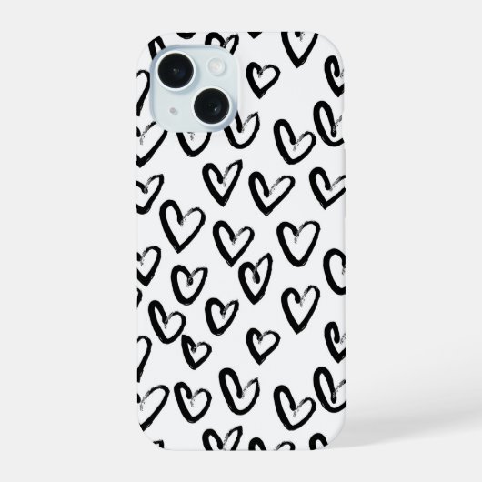 Verf Lijn Hart Patroon iPhone 15 Case (Achterkant)