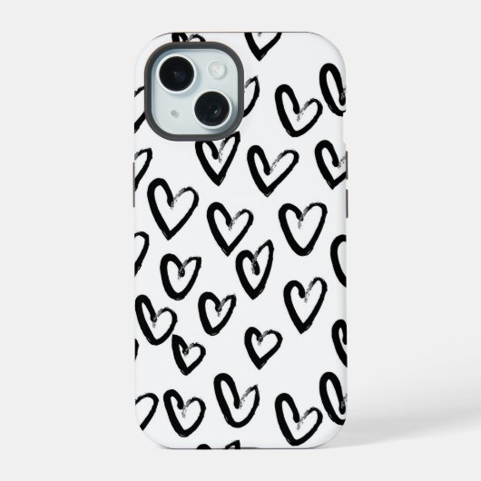 Verf Lijn Hart Patroon iPhone 15 Case (Achterkant)