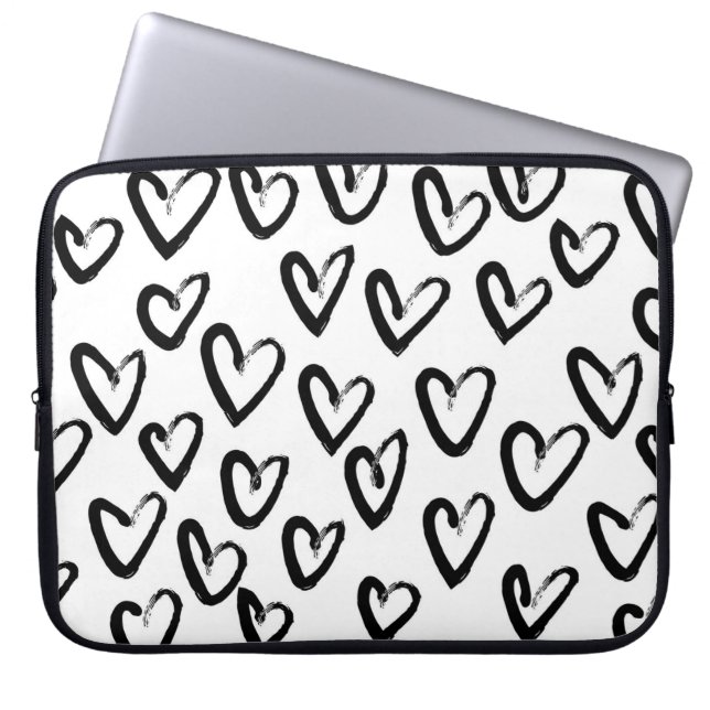 Verf Lijn Hart Patroon Laptop Sleeve (Voorkant)