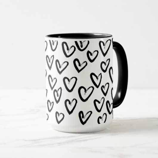Verf Lijn Hart Patroon Mok (Voorkant rechts)