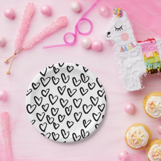 Verf Lijn Hart Patroon Papieren Bordje (Feest)