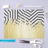 Verf lijnen in Faux Gold op zwarte & witte streep Tissuepapier (Craft)