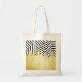 Verf lijnen in Faux Gold op zwarte & witte streep Tote Bag (Voorkant)