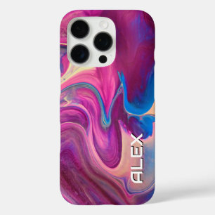 Verf Marmering Effect - Roze, Blauw & Crème Wervel iPhone 16 Pro Hoesje