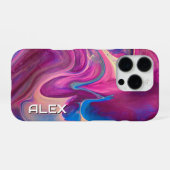 Verf Marmering Effect - Roze, Blauw & Crème Wervel iPhone Hoesje (Achterkant horizontaal)