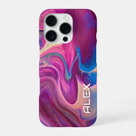 Verf Marmering Effect - Roze, Blauw & Crème Wervel iPhone Hoesje (Achterkant)