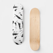 Verf matige zwarte witte penseelstreken splatters persoonlijk skateboard (Voorkant)