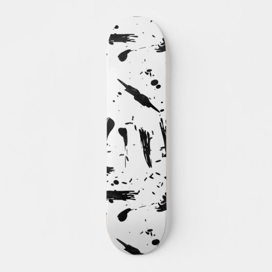 Verf matige zwarte witte penseelstreken splatters persoonlijk skateboard (Voorkant)
