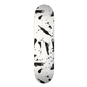Verf matige zwarte witte penseelstreken splatters persoonlijk skateboard