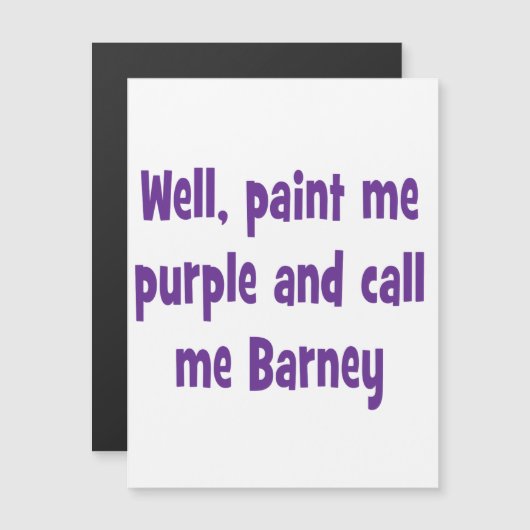 Verf me Paars en noem me Barney Magnetische Uitnodiging (Voorkant / Achterkant)