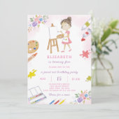 Verf Meisje Verjaardag Uitnodiging (Staand voorkant)
