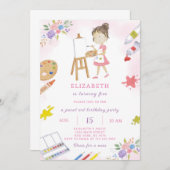 Verf Meisje Verjaardag Uitnodiging (Voorkant / Achterkant)