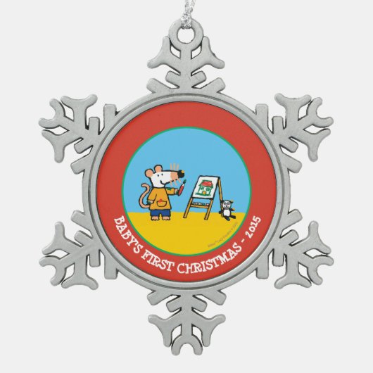 Verf met Maisy! Tin Sneeuwvlok Ornament (Voorkant)