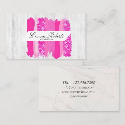 Verf met warme roze penseelstreken visitekaartje (Voorkant / Achterkant)