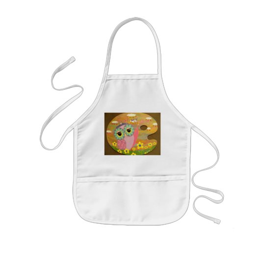 Verf Mijn Liefde Owl Kinder Schort (Voorkant)