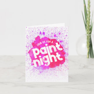 Verf Night Birthday Opgevouwen Uitnodigen - Roze