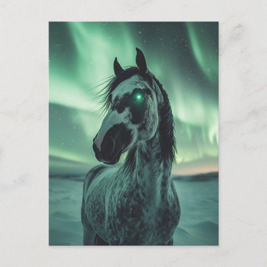 Verf Paard Gloeiende Oog Noorderlicht Briefkaart (Voorkant)