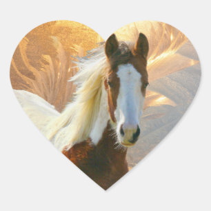 Verf paarden Gold Heart-stickers Hart Sticker