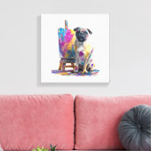 Verf Pug � Abstracte Kunst Hond Canvas Afdruk (Insitu (Woonkamer))
