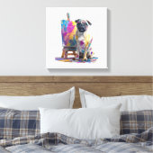 Verf Pug � Abstracte Kunst Hond Canvas Afdruk (Insitu (Slaapkamer))