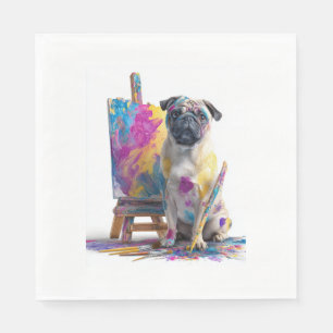 Verf Pug � Abstracte Kunst Hond Servet
