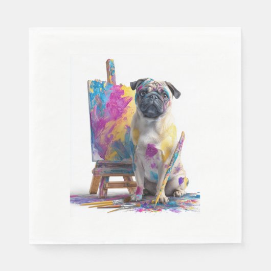 Verf Pug � Abstracte Kunst Hond Servet (Voorkant)
