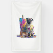 Verf Pug � Abstracte Kunst Hond Spandoek (Verticaal)