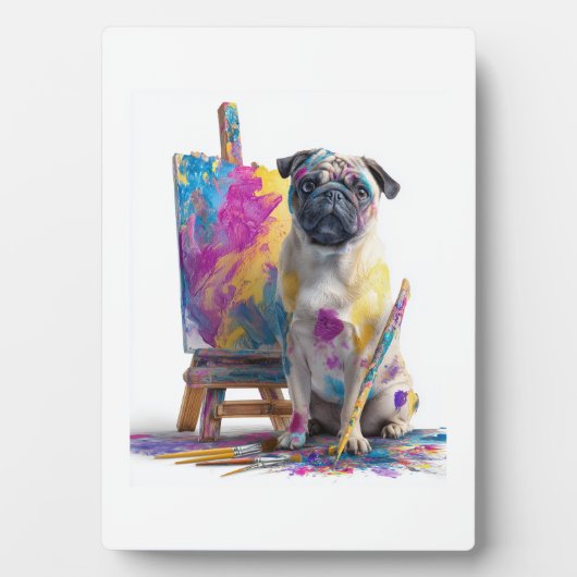 Verf Pugs - Abstracte Kunst Hond Fotoplaat (voorkant)