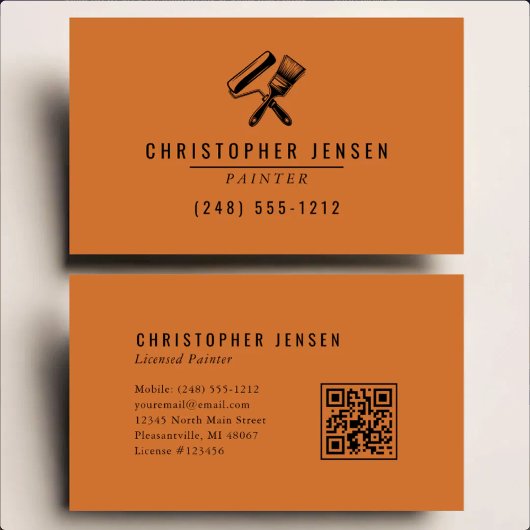 Verf QR Code Terracotta Zwart Schilderen Visitekaartje