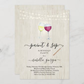 Verf & Sip Birthday, Bachelorette, Vrijgezellenfee Kaart (Voorkant / Achterkant)