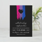 Verf Slagen Bisexual Flag & Black Heart Wedding Kaart (Staand voorkant)
