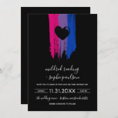 Verf Slagen Bisexual Flag & Black Heart Wedding Kaart (Voorkant / Achterkant)