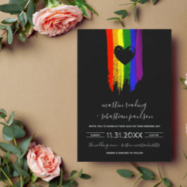 Verf Slagen Pride Flag & Black Heart Wedding Kaart