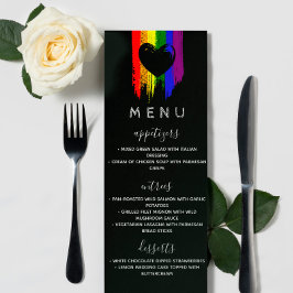 Verf Slagen Pride Flag & Black Heart Wedding Menu