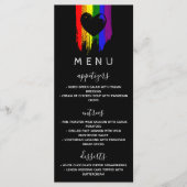 Verf Slagen Pride Flag & Black Heart Wedding Menu (Voorkant)