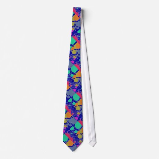 Verf Spats Colorful Mans Stropdas Blue Background (Voorkant)