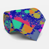 Verf Spats Colorful Mans Stropdas Blue Background (Opgerold)