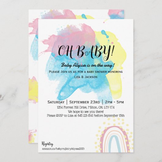 Verf spatten douche kaart (Voorkant / Achterkant)