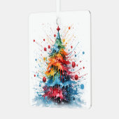 Verf spatten Kerstboom ontwerp Metalen Ornament (Voorkant links)