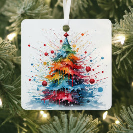 Verf spatten Kerstboom ontwerp Metalen Ornament