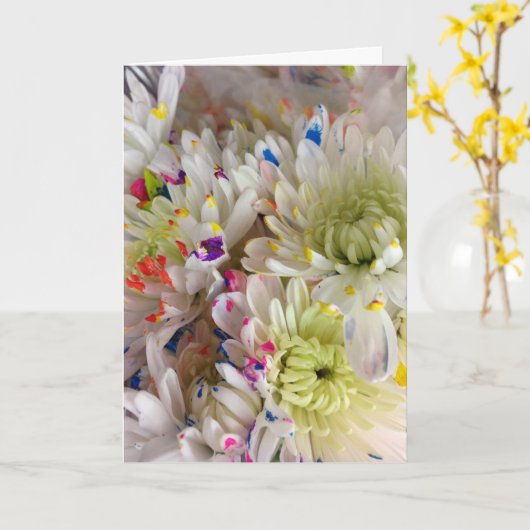 Verf Splash Flower Verjaardag Frameable 7x5 Kaart (Gele Bloem)