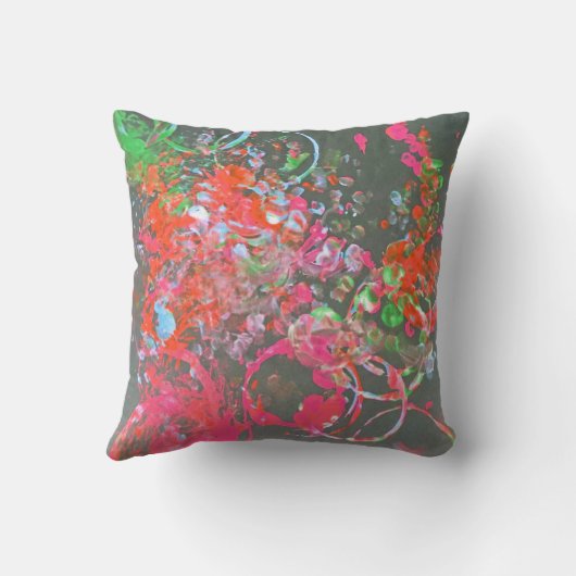 Verf splash kunst kussen rood roze (Achterkant)