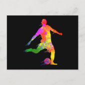 Verf Splashes Voetbal Afbeeldingsspeler Briefkaart (Voorkant)