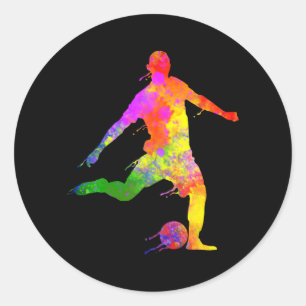 Verf Splashes Voetbal Afbeeldingsspeler Ronde Sticker