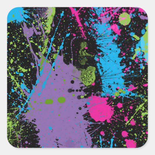 Verf Splater Vierkante Sticker (Voorkant)